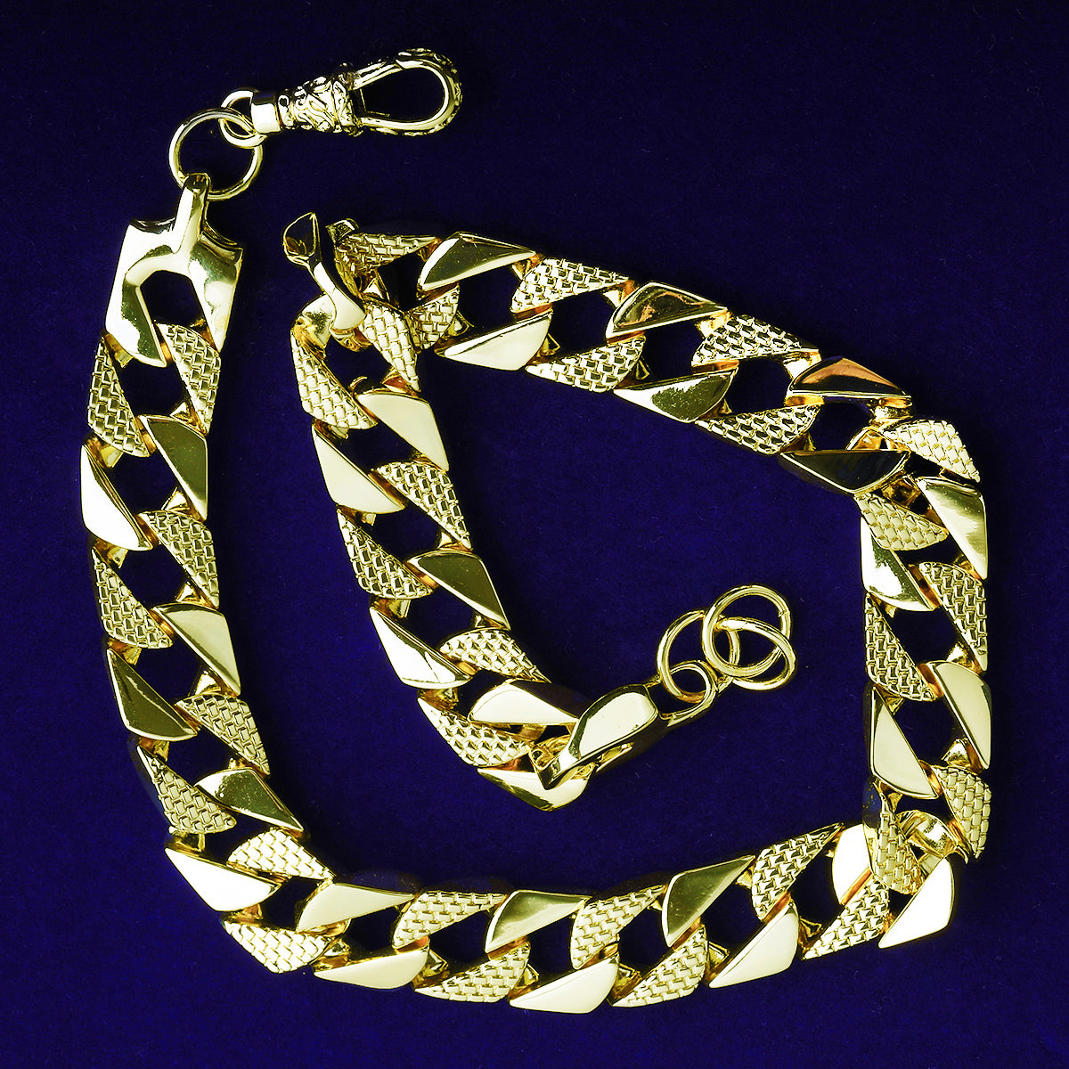 Bubble Letter 15mm Semi Patterned Cuban Link Belcher Chain Men Necklace Choker Real Copper Gold Plated Hip Hop Jewelry Alber Clasp