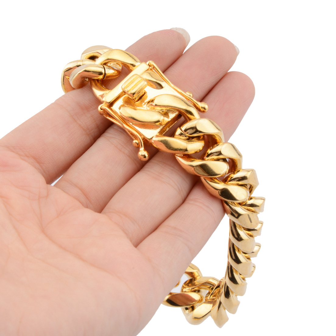 Bubble Letter Miami Cuban Bracelet for Men Stainless Steel Bracelet Gold Color Plated Hip Hop Fashion Rock Jewelry 2025 Trend