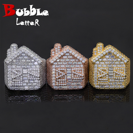 Bubble Letter Silver Moissanite VVS House Ring for Men  Hip Hop Jewelry