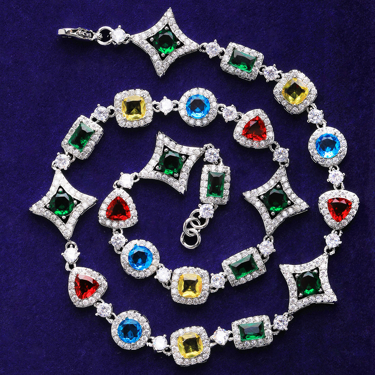 Bubble Letter Iced Out Square Dot Heart Rectangle Shape Link Chain for Men 5A Cubic Zirconia Hip Hop Jewelry