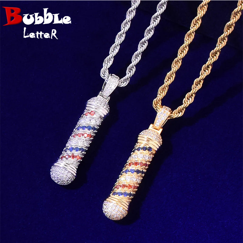 Cylindrical Pendant Gold Color Plated Men's Hip Hop Jewelry