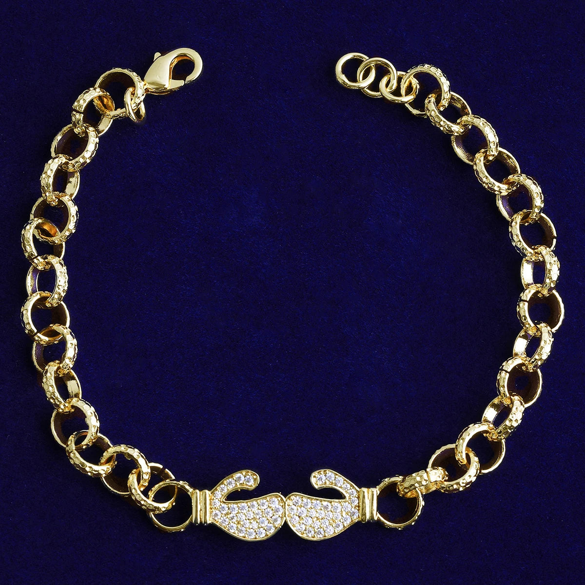 Bubble Letter Belcher Link Iced Boxing Gloves Bracelet for Women Real Gold Plated Hip Hop Jewelry
