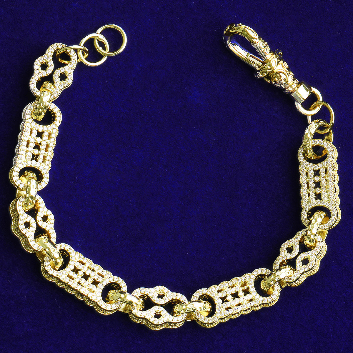 Bubble Letter Iced Out Star Bar Bracelet for Men Real Gold Plated 5A Cubic Zirconia Hip Hop Jewelry Albert Clasp