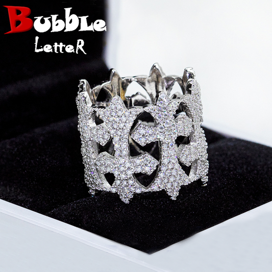 Bubble Letter Silver Moissanite VVS All Cross for Men Hip Hop Jewelry