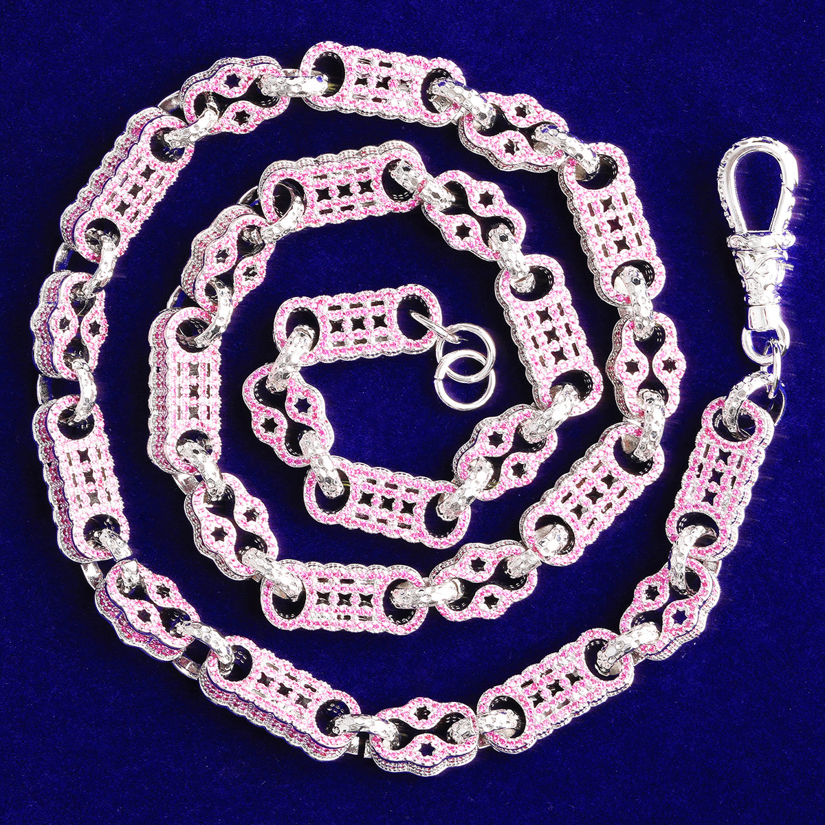 Bubble Letter Iced Out Silver Stones Star Bar Link Chain for Men Necklace Choker Real Copper Cubic Zirconia Gold Plated Hip Hop Jewelry