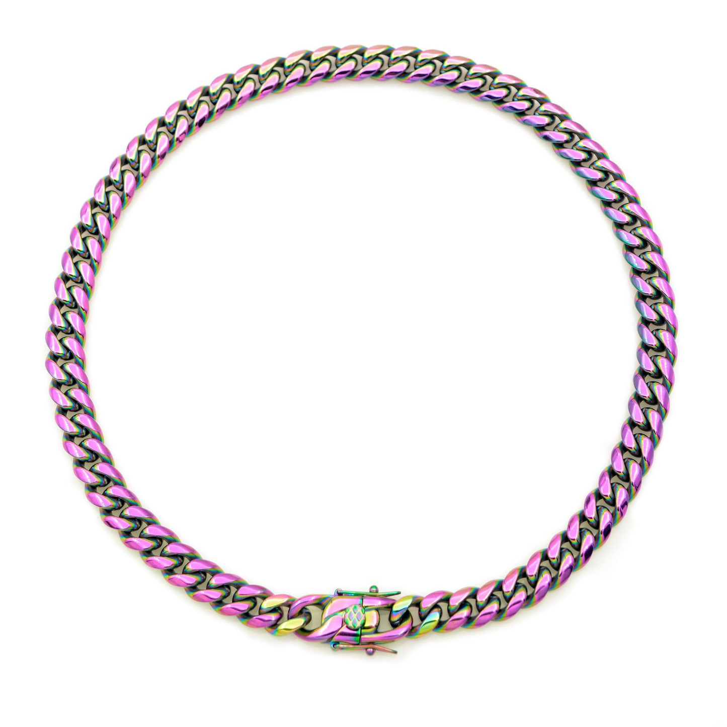 Bubble Letter Miami Cuban Link Chain Necklace Choker for Men Stainless Steel Colorful Plated Hip Hop Jewelry