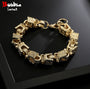 Bubbble Letter 3D Block Cuban Link Bracelet for Men Real Copper Gold Plated Lobster Clasp Hip Hop Jewelry
