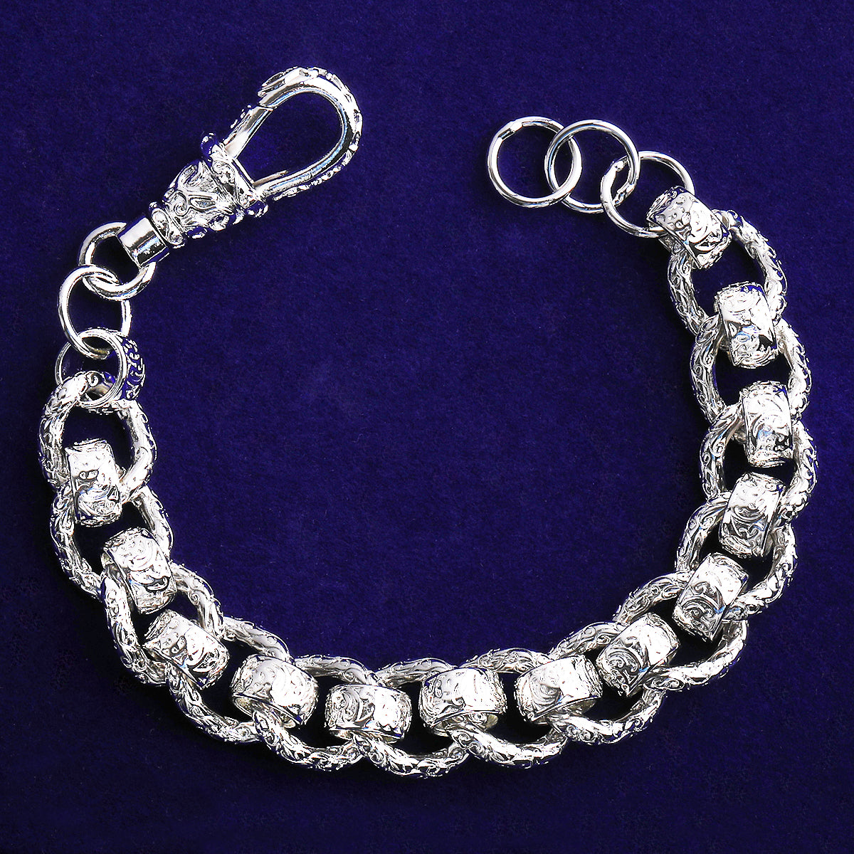 Bubble Letter Pattered Ring Roller Bracelet for Men Albert Clasp Hip Hop Jewelry