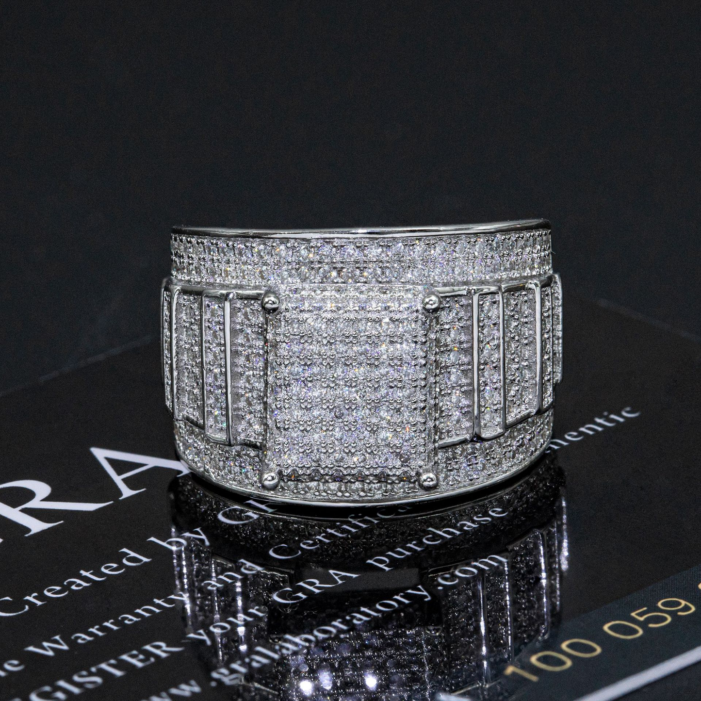 Bubble Letter Silver Moissanite Wedding Ring for Men Hip Hop Jewelry