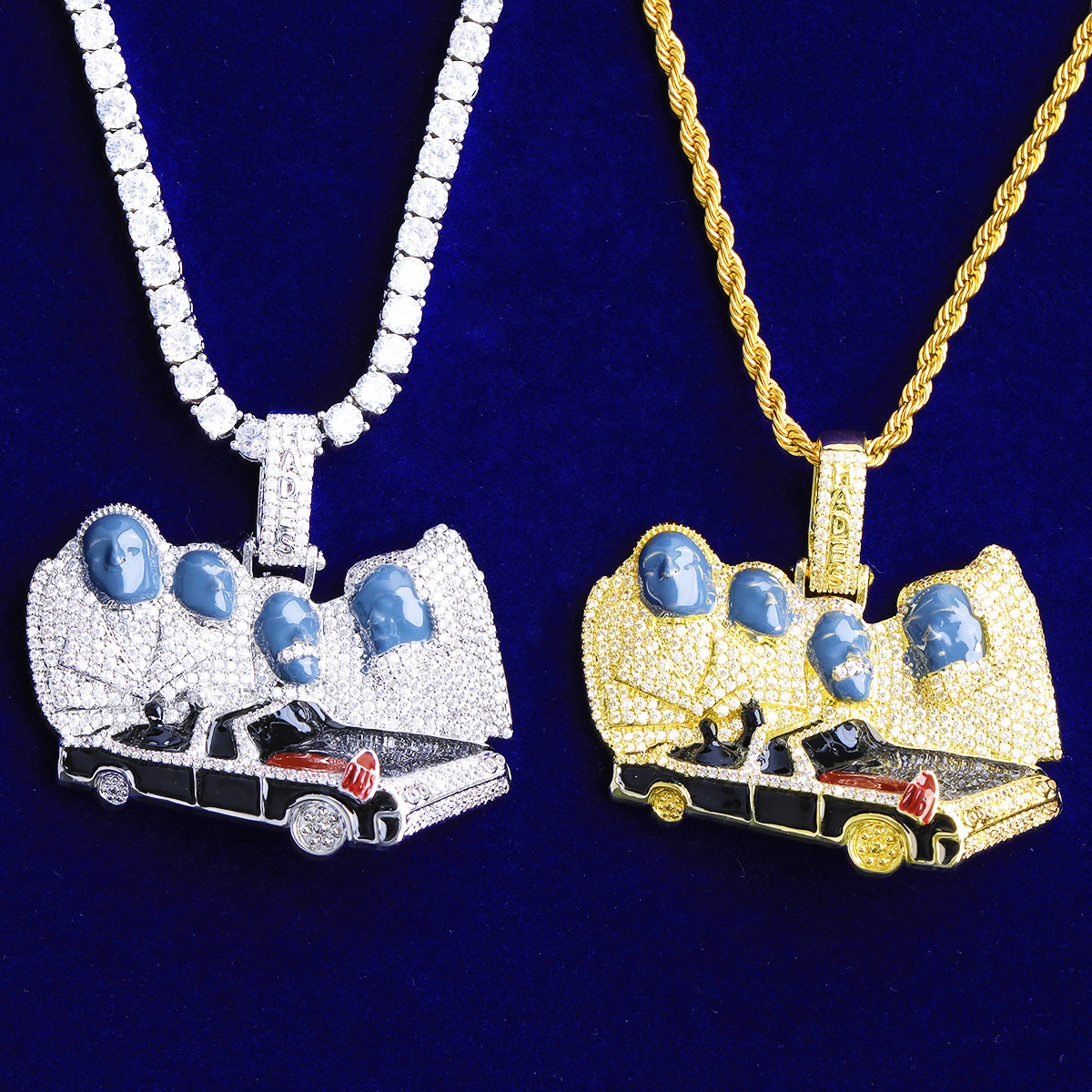Bubble Letter Iced Out Colgante Presidentes x Hades 66 Necklace Pendant for Men Hip Hop Jewelry