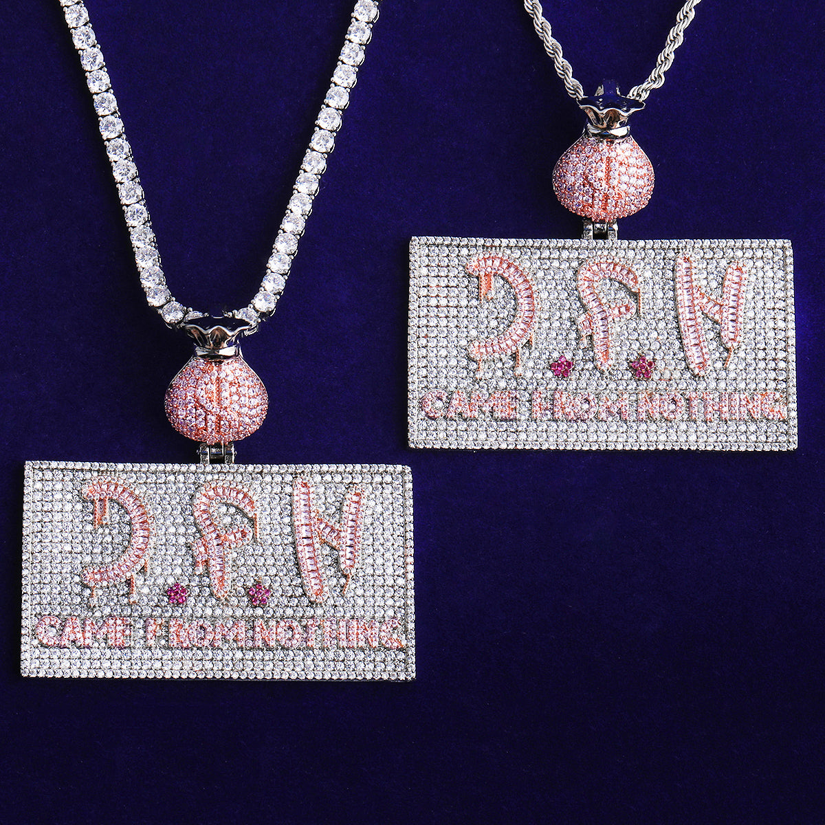 Bubble Letter Iced Out Game From Nothing Necklace Pendant for Men 5A Copper Cubic Zirconia Hip Hop Jewelry