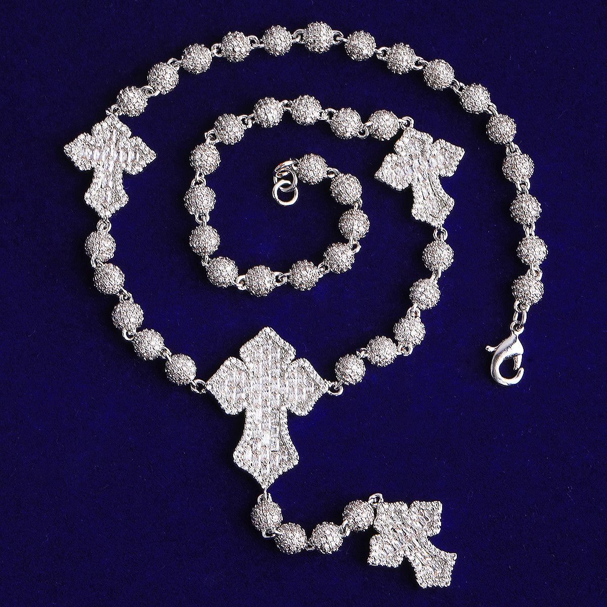 Bubble Letter Iced Out Beads Cross Chain for Men Necklace Choker 5A Cubic Zirconia Hip Hop Jewelry