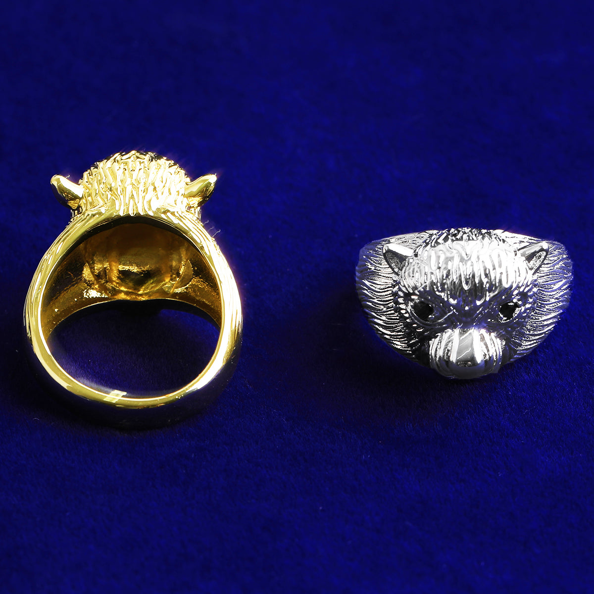 Bubble Letter Bear Head Ring for Men Real Gold Plated Hip Hop Jewelry