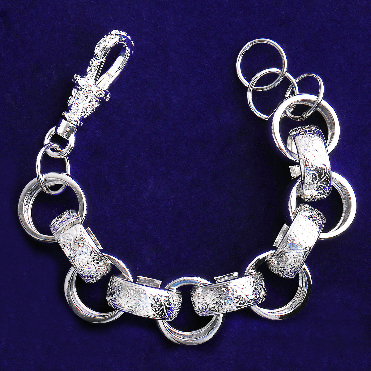 Bubble Letter Semi Pattered Circle Belcher Link Bracelet for Men Real Gold Plated Hip Hop Jewelry