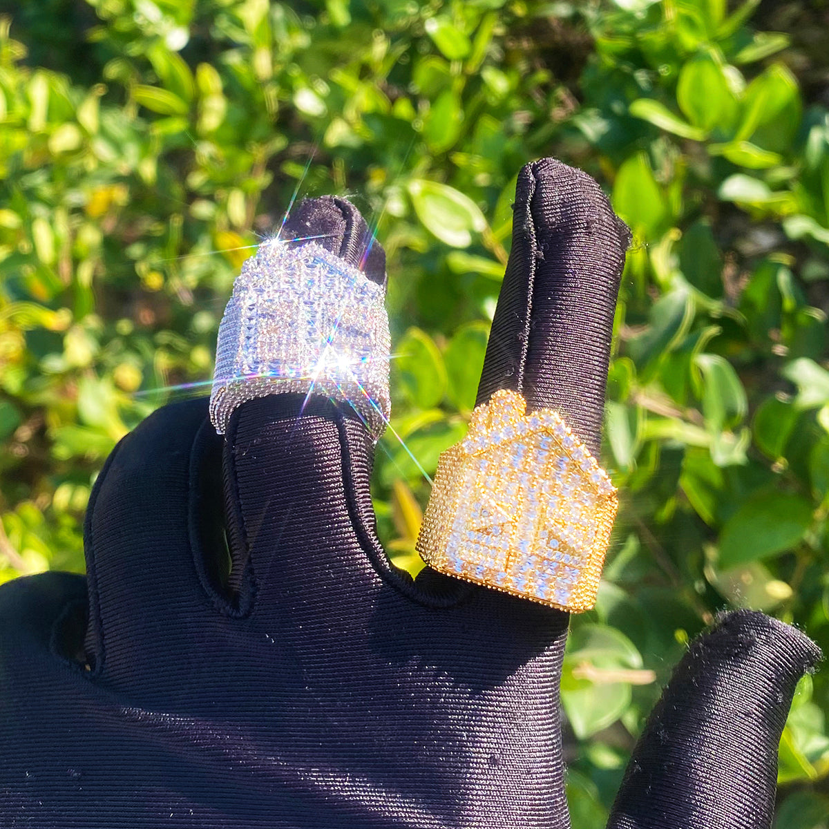 Bubble Letter Iced Out Ring for Men Real Copper Gold Plated 5A Cubic Zirconia Hip Hop Jewelry