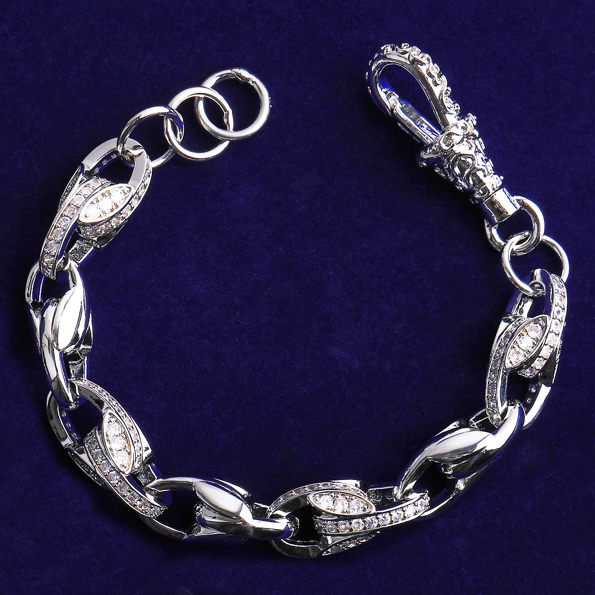 Bubble Letter Iced Out Tulip Bracelet for Men 5A Cubic Zirconia Gold Plated Hip Hop Jewelry