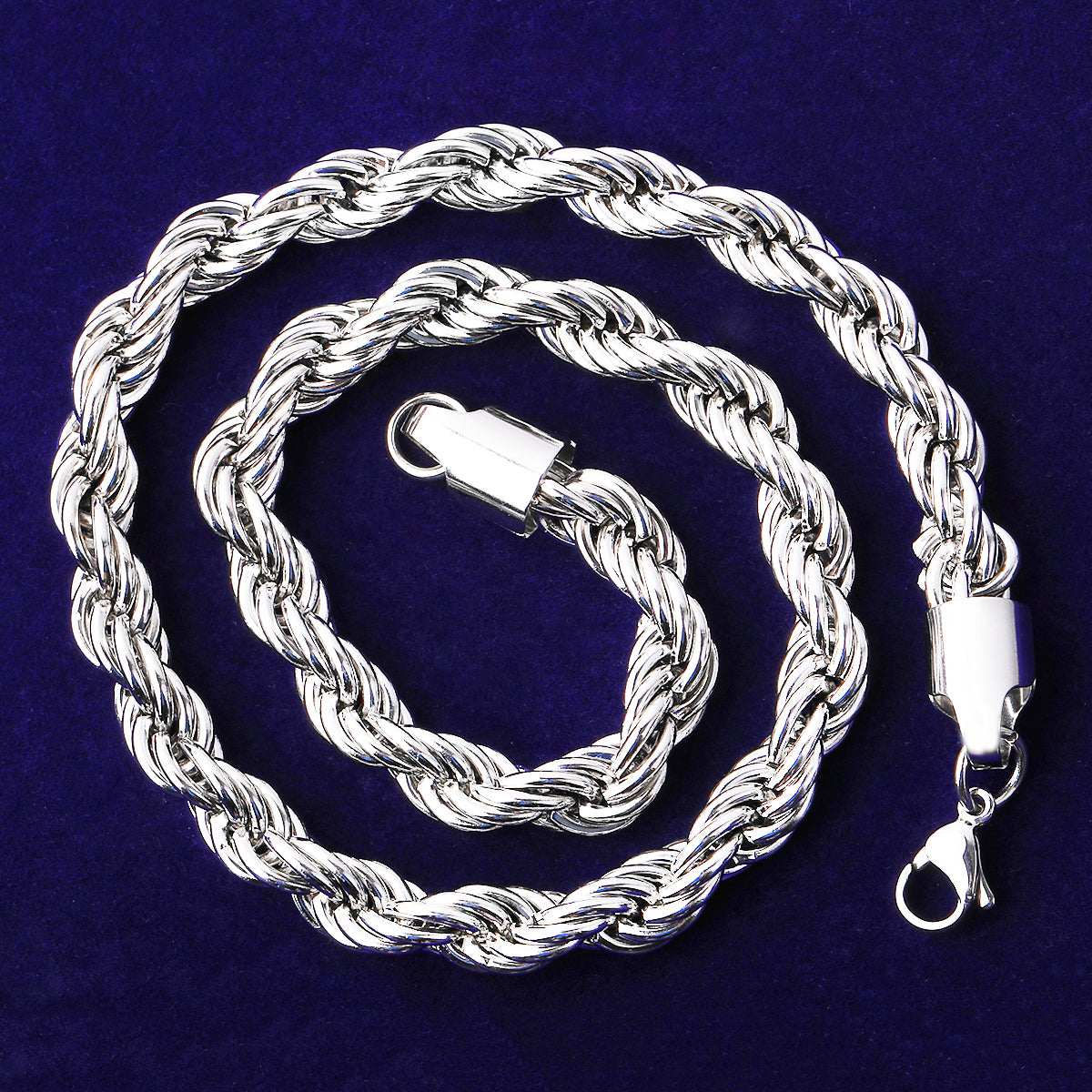 Bubble Letter 8mm Stainless Steel Rope Chain for Men PVD Plated Necklace Choker Hip Hop Jewelry