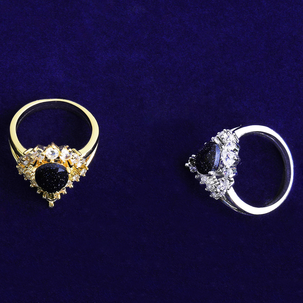 Bubble Letter Iced Out Black Stone Ring for Women Real Gold Plated Hip Hop Jewelry