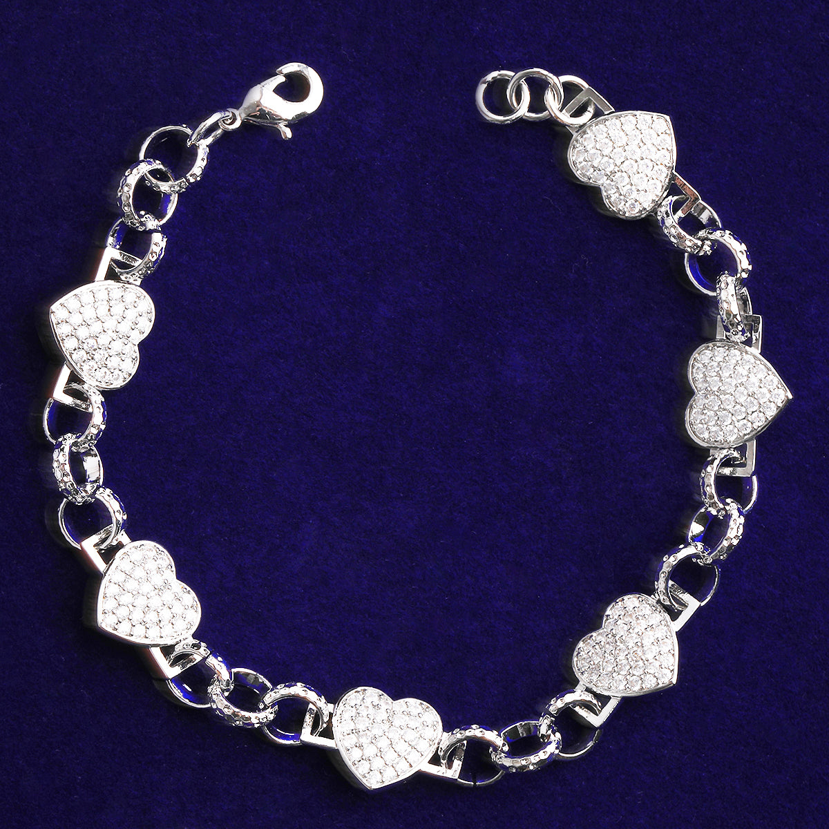 Bubble Letter Belcher Heart Link Bracelet for Men Real Gold Plated Copper Cubic Zirconia Hip Hop Jewelry