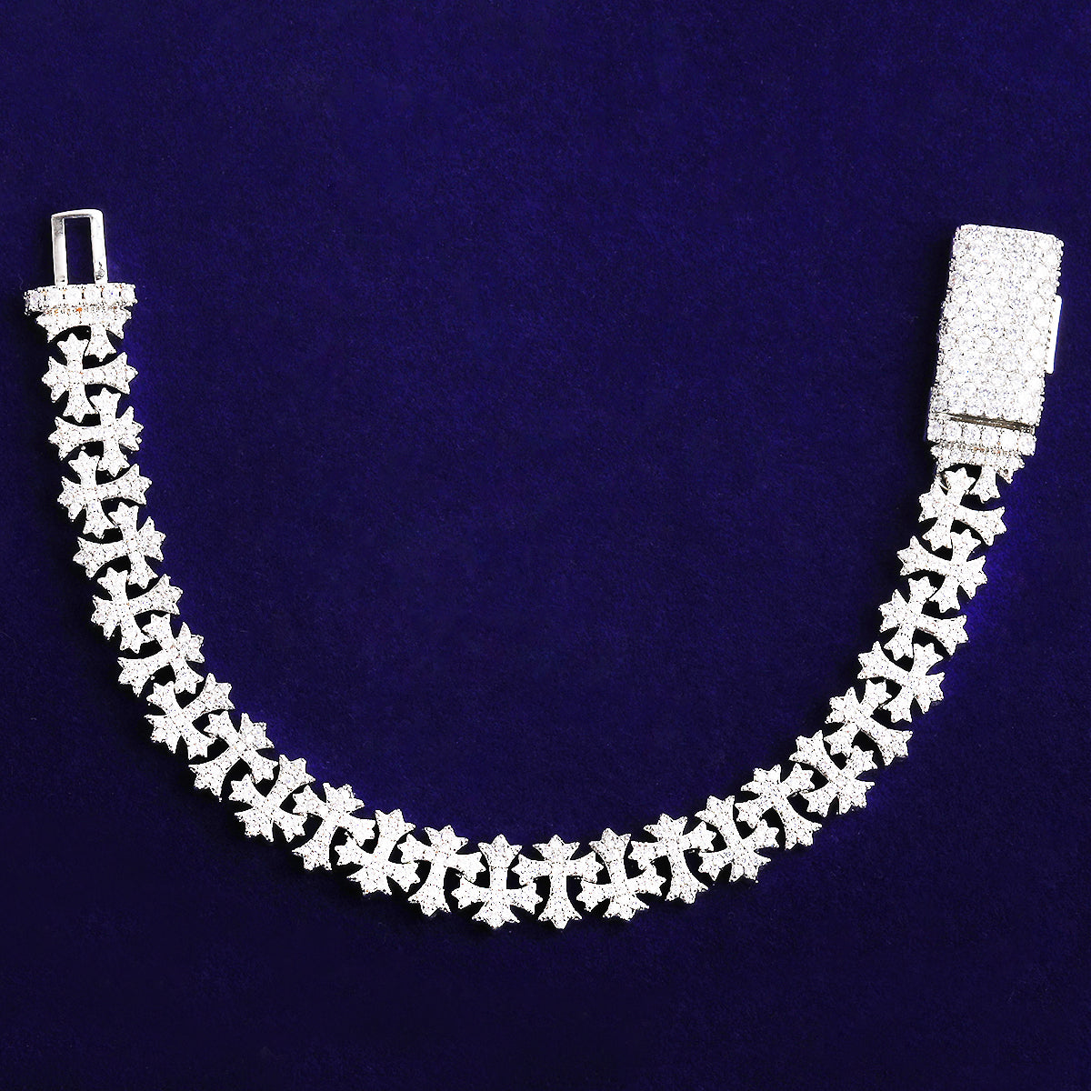 Bubble Letter Iced Out Cross Link Bracelet for Men 5A Cubic Zirconia Gold Plated Hip Hop Jewelry