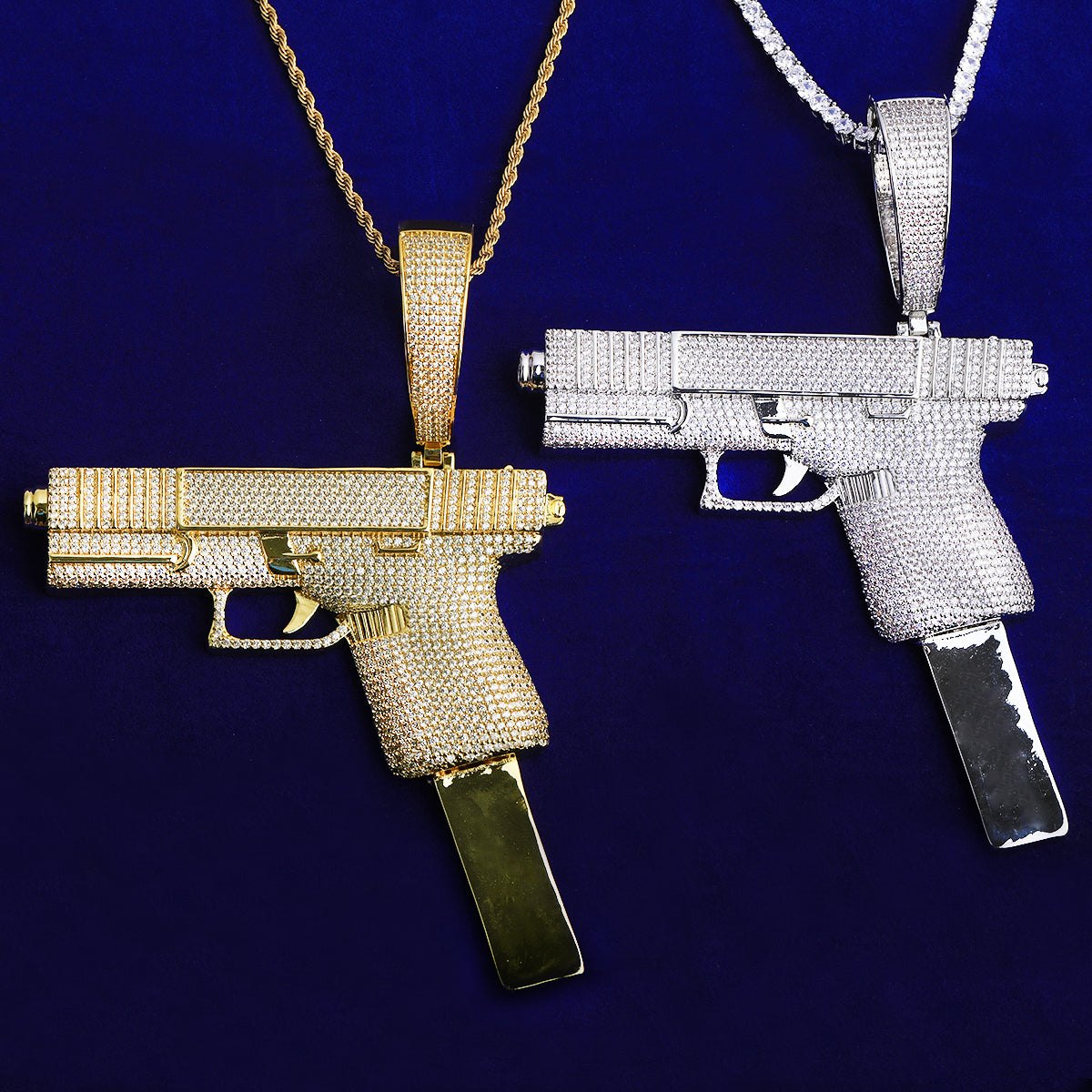 Bubble Letter Iced Out Big Gang Necklace Pendant for Men 5A Cubic Zirconia Gold Plated Hip Hop Jewelry