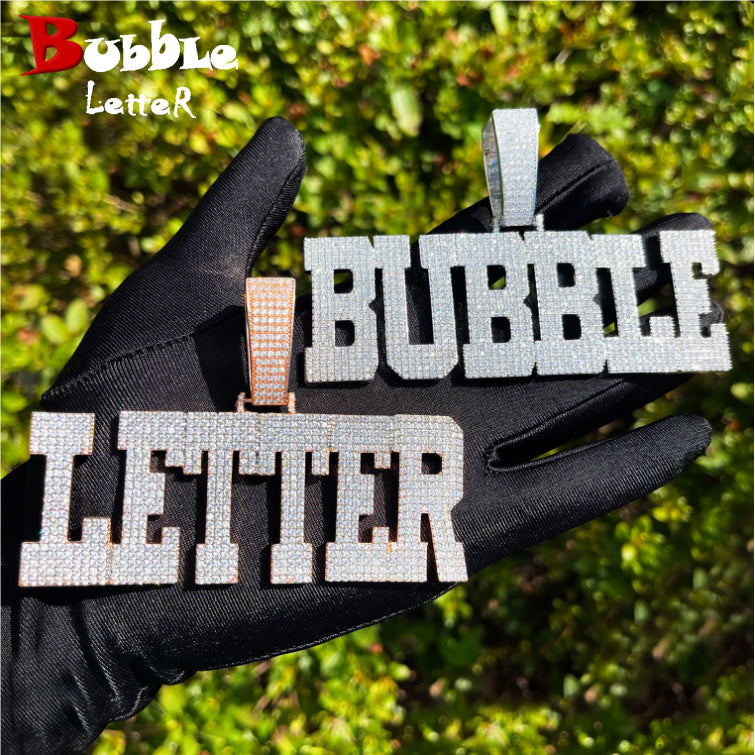 Bubble Letter Iced Out Custom Name Necklace Pendant for Men Personalized Micro Pave Charms Bling Hip Hop Jewelry