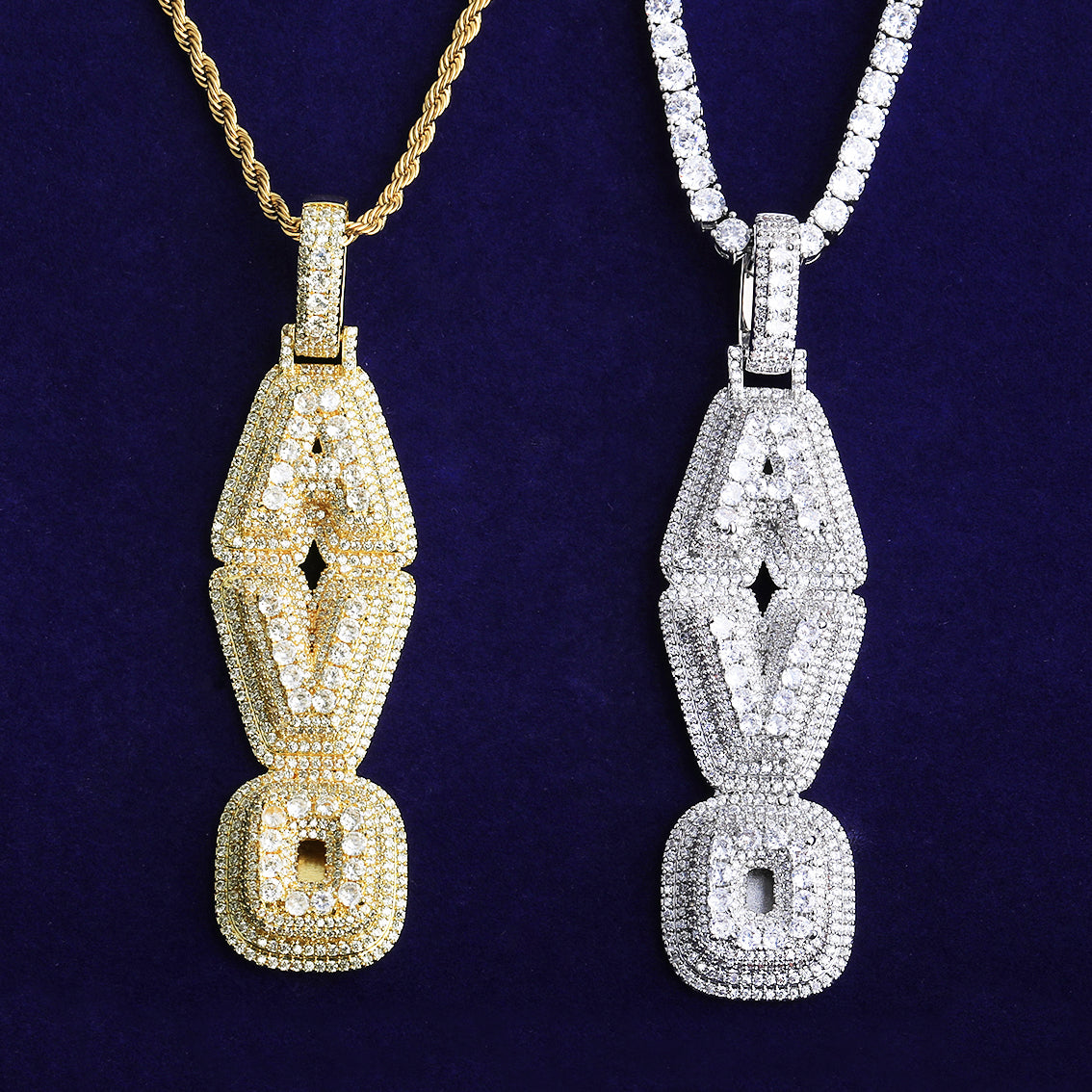 Bubble Letter Iced Out Custom Name Necklace Pendant for Men 5A Prong Setting Cubic Zirconia Copper Gold Plated Hip Hop Jewelry