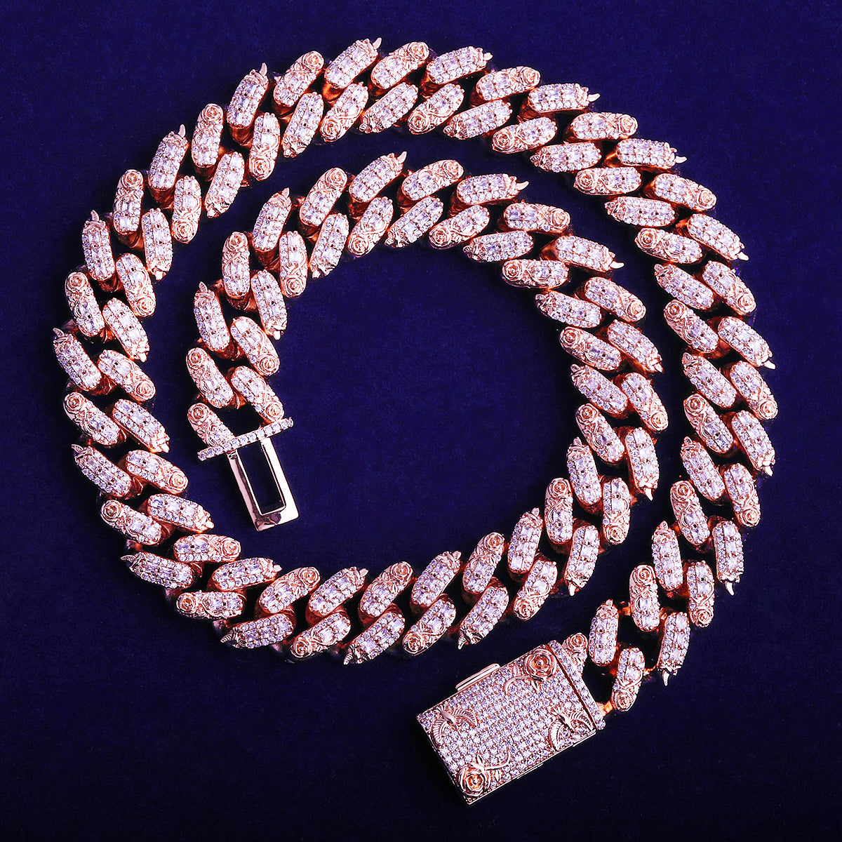 Bubble Letter Iced Out Flora Dove Cuban Link Chain for Men Necklace Choker 5A Real Copper Gold Plated Hip Hop Jewelry