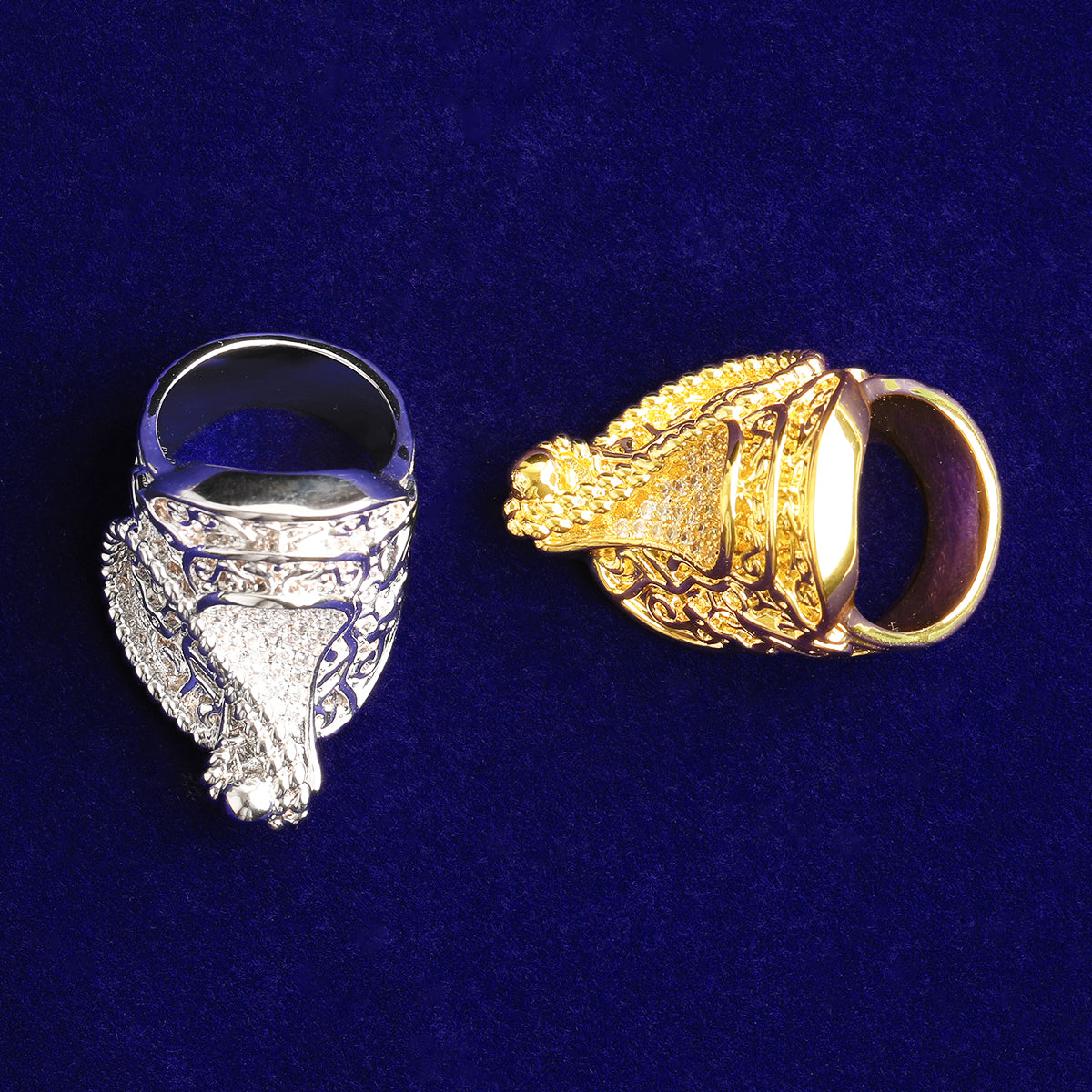 Bubble Letter Iced Out Saddle Ring for Men Real Gold Plated Copper Cubic Zirconia Hip Hop Jewelry