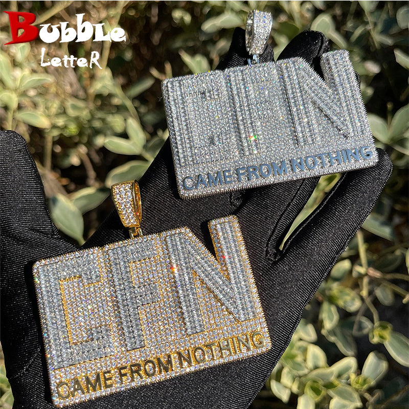 Bubble Letter Pendant Iced Out Necklace for Men Came From Nothing Charms Bling Hip Hop Jewelry 2023 Trending