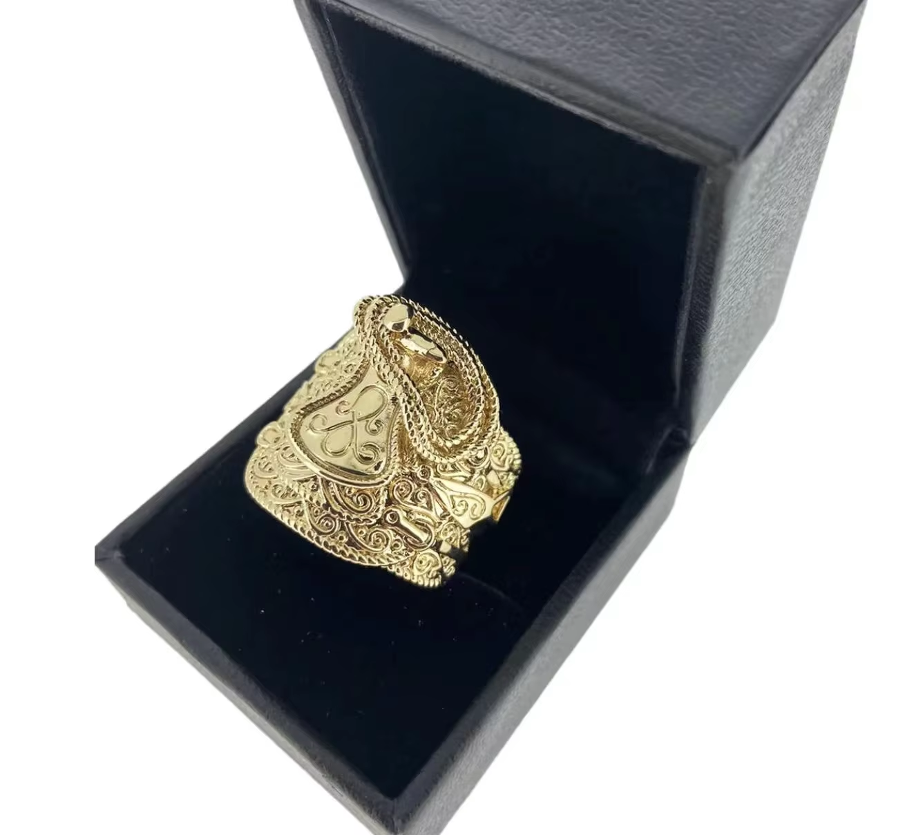 Bubble Letter Saddle Ring for Men Real Copper Adjustable Hip Hop Jewelry