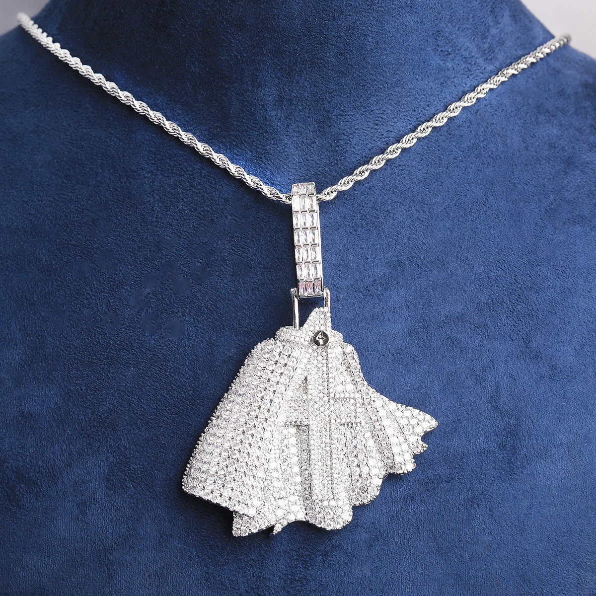 Bubble Letter Iced Out Holleween Number 4 Necklace Pendant for Men 5A Cubic Zirconia Gold Plated Hip Hop Jewelry