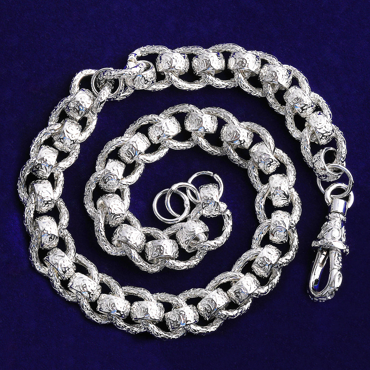 Bubble Letter Pattered Ring Roller Belcher Chain for Men Albert Clasp Hip Hop Jewelry