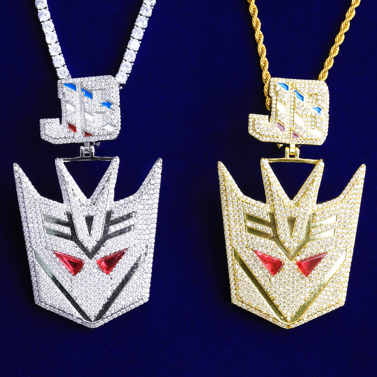Bubble Letter Iced Out Transformer Necklace Pendant for Necklace Pendant 5A Cubic Zirconia Real Gold Plated Hip Hop Jewelry