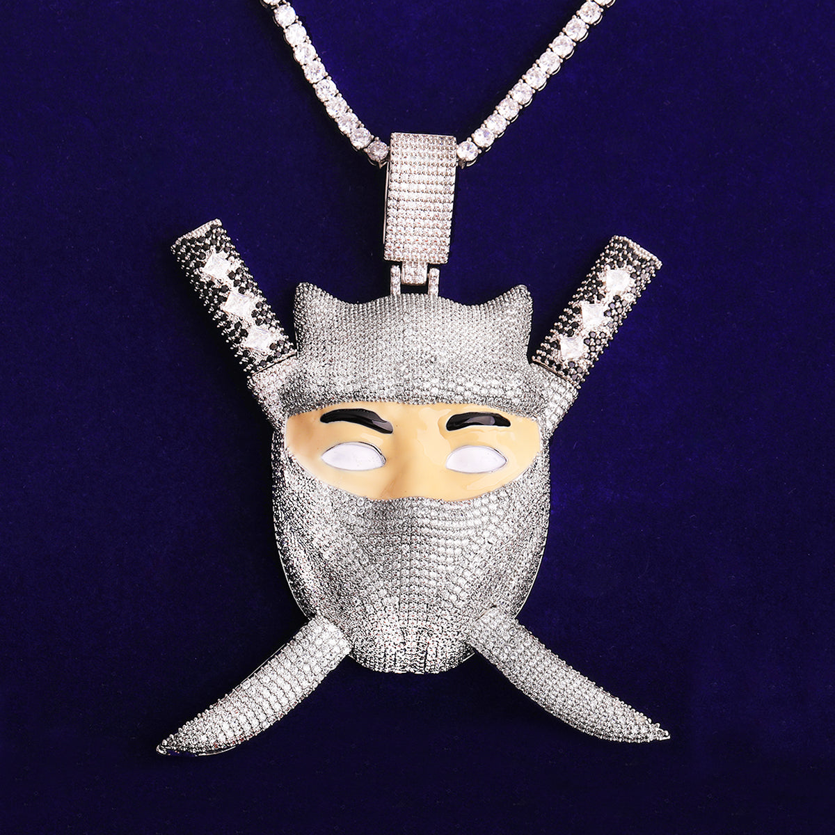 Bubble Letter Colgante Ninja Edición Limitada Oro Blanco Necklace Pendant for Men 5A Cubic Zirconia Rapper Jewelry