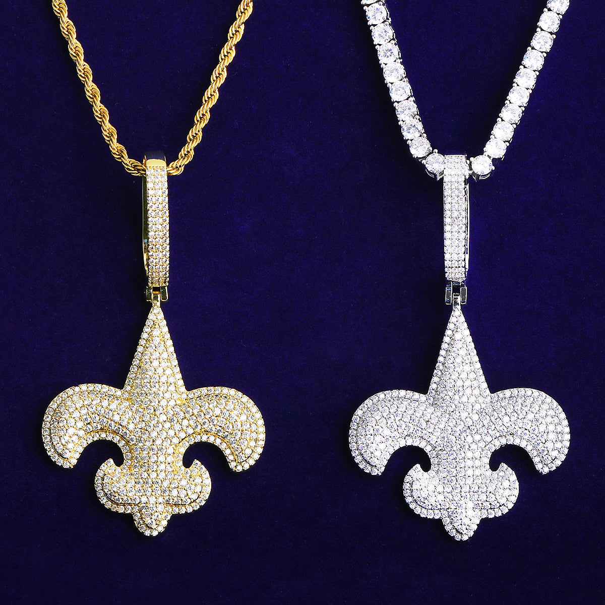 Bubble Letter Fleur-de-lis Iced Pendant for Men 5A Handset Cubic Zirconia Real Gold Plated Hip Hop Jewelry