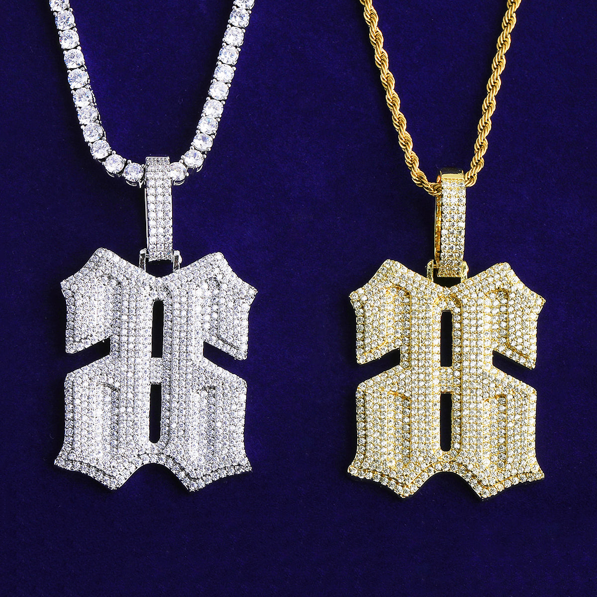 Bubble Letter Iced Out Number 66 Necklace Pendant for Men 5A Copper Cubic Zirconia Hip Hop Jewelry