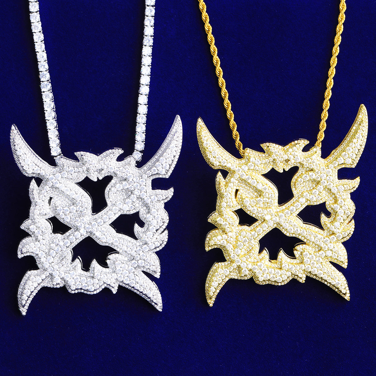 Bubble Letter Iced Out X Sun Flower Necklace Pendant for Men 5A Cubic Zirconia Hip Hop Jewelry