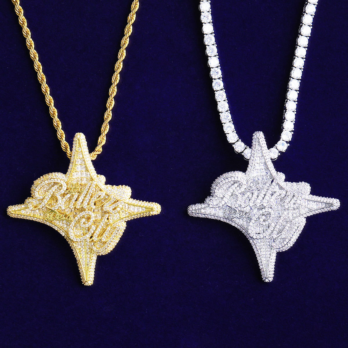 Bubble Letter Iced Out Balle De La City Necklace Pendant for Men 5A Cubic Zirconia Hip Hop Jewelry