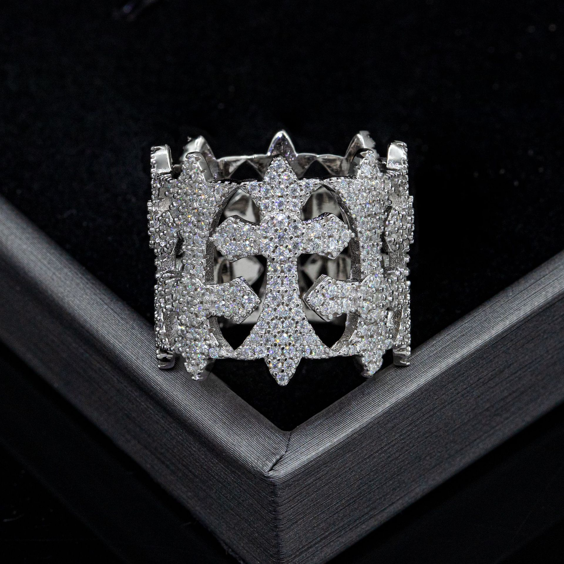 Bubble Letter Silver Moissanite VVS All Cross for Men Hip Hop Jewelry