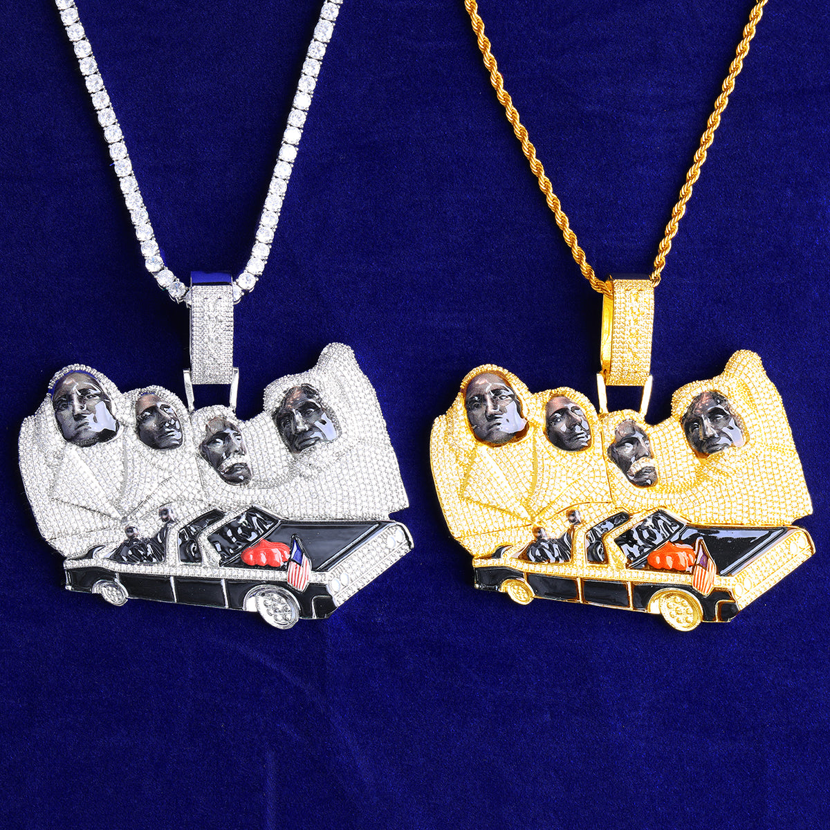 Bubble Letter Luxury JFKK Motorcade Necklace Pendant for Men Real Gold Plated Copper Cubic Zirconia Hip Hop Jewelry