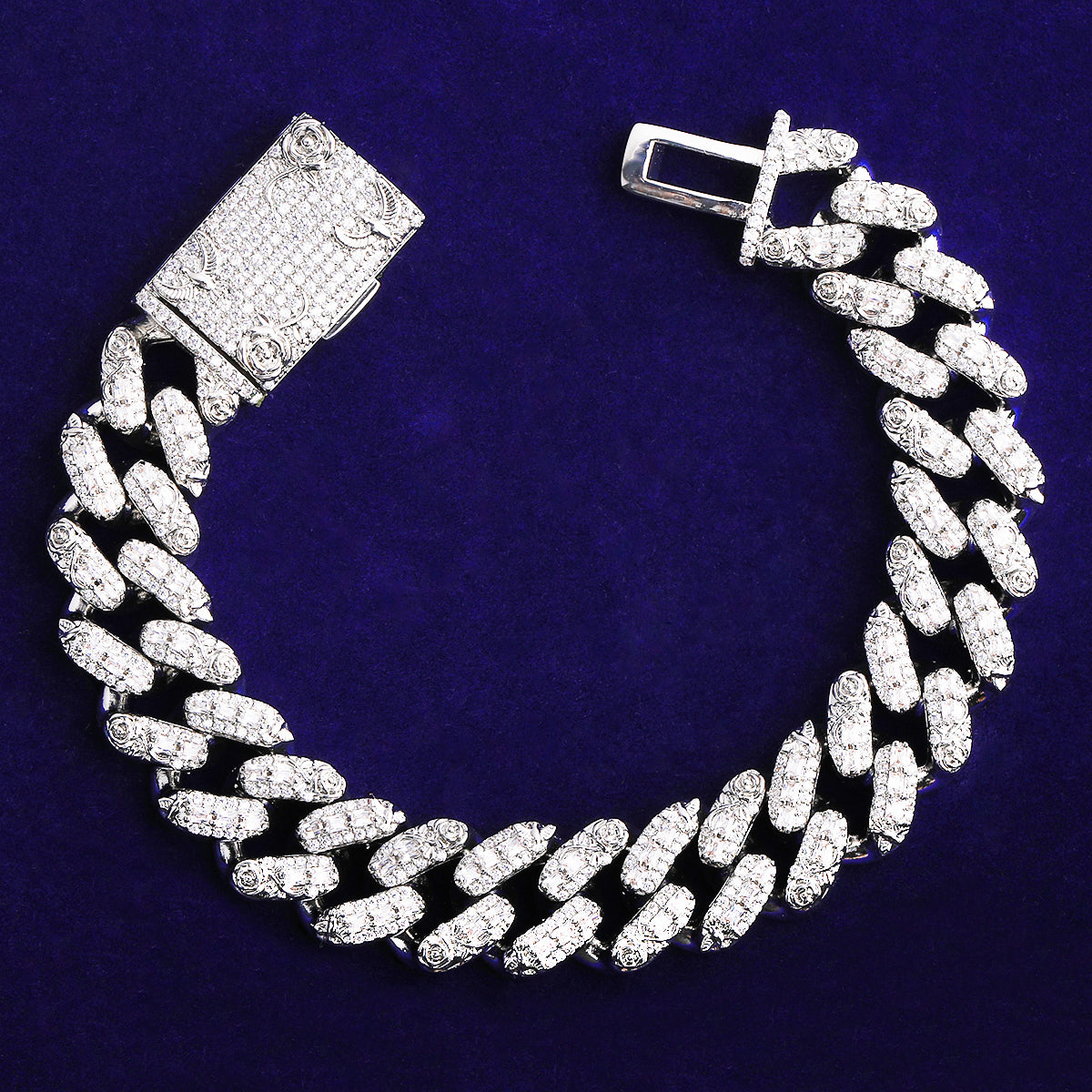 Bubble Letter Iced Out Flora Dove Cuban Link Bracelet for Men 5A Real Copper Gold Plated Hip Hop Jewelry