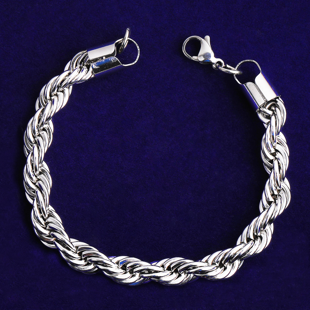 Bubble Letter 8mm Stainless Steel Rope Bracelet for Men PVD Plated Hip Hop Jewelry