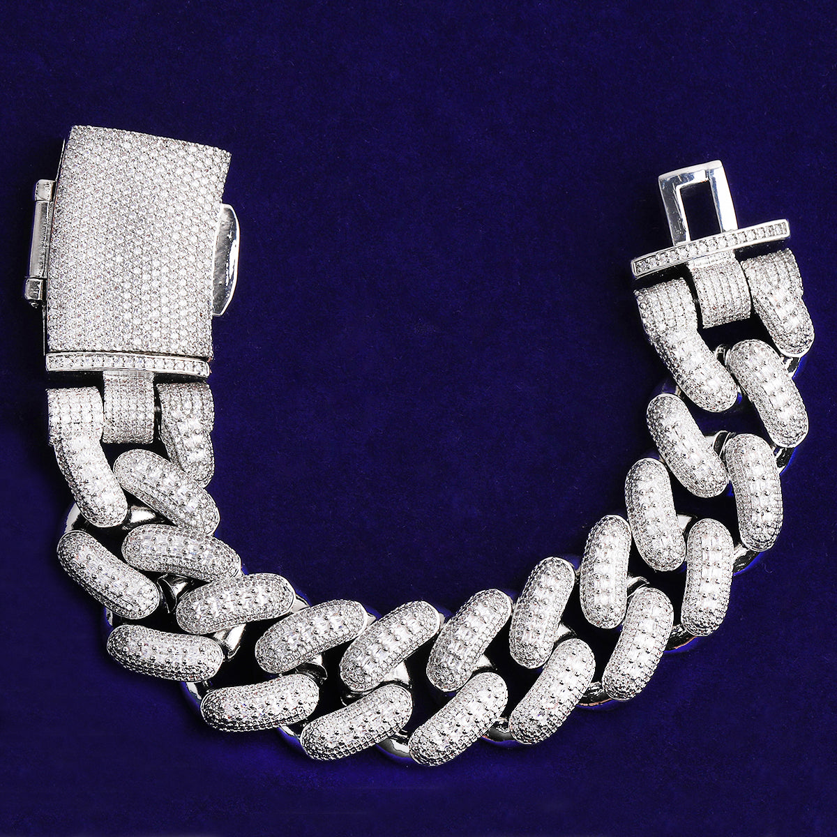 Bubble Letter 32mm Iced Out Thick Heavy Miami Baguette Bracelet for Men 5A Cubic Zirconia Gold Plated Hip Hop Jewelry