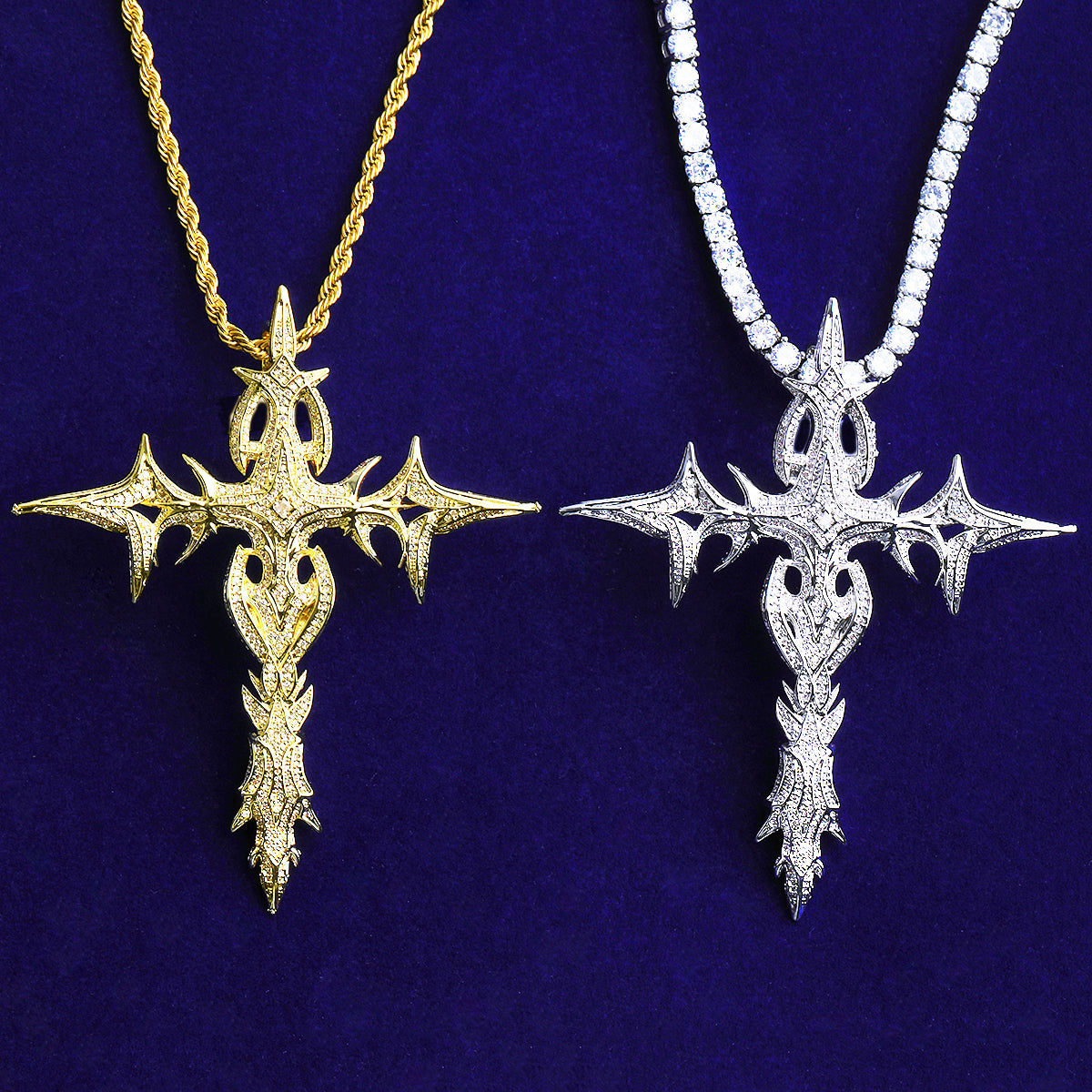 Bubble Letter Iced Out Cross Necklace Pendant for Men 5A Cubic Zirconia Hip Hop Jewelry