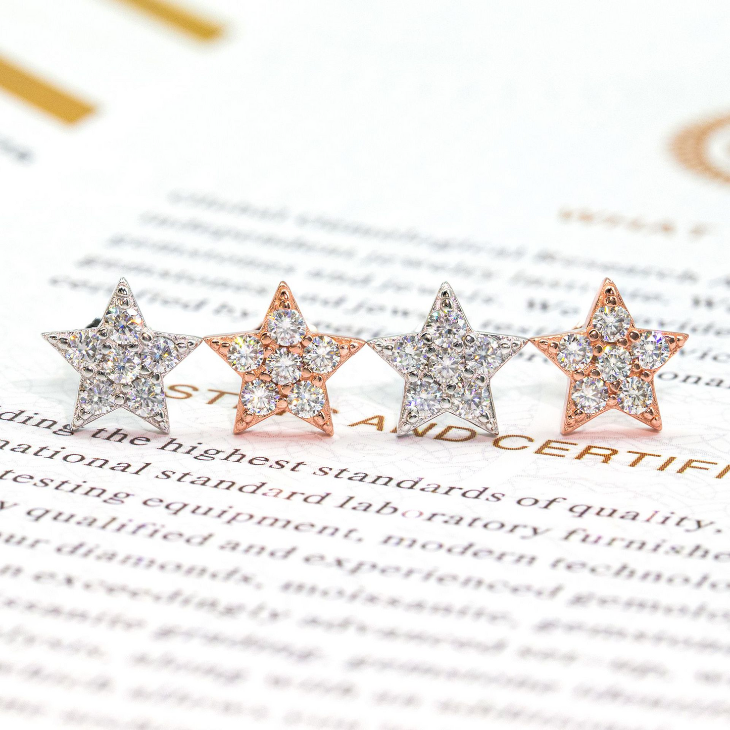Bubble Letter Silver Moissanite VVS Five Star Stud Earring for Men Hip Hop Jewelry