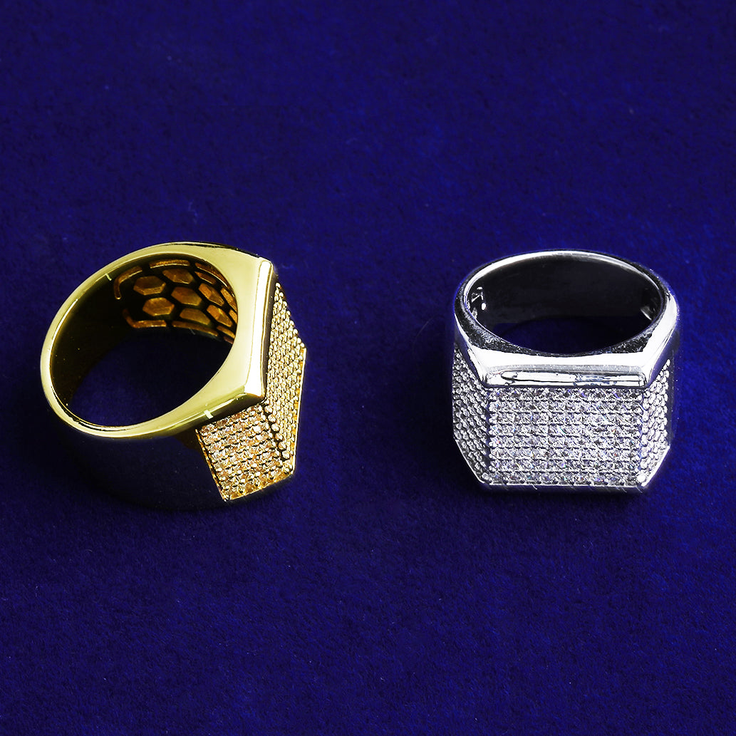 Bubble Letter Iced Out Men Ring for Men 5A Cubic Zirconia Real Gold Plated Hip Hop jewelry