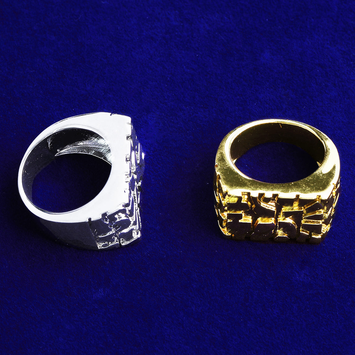 Bubble Letter Nugget Ring for Men Real Gold Plated Hip Hop Jewelry