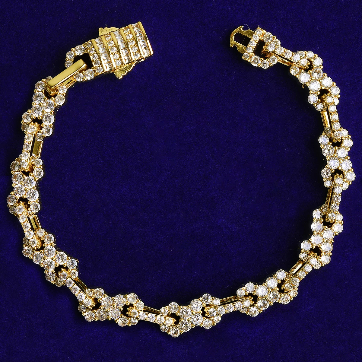 Bubble Letter Iced Out Infinity Link Bracelet for Men 5A Cubic Zirconia Prong Setting Hip Hop Jewelry