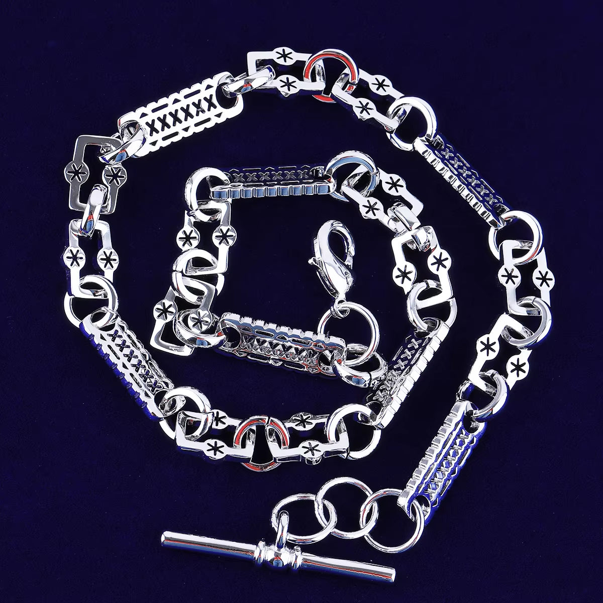 Bubble Letter Star Bar T Bar Clasp Link Chain for Women Necklace Choker Real Coper Hip Hop Jewelry